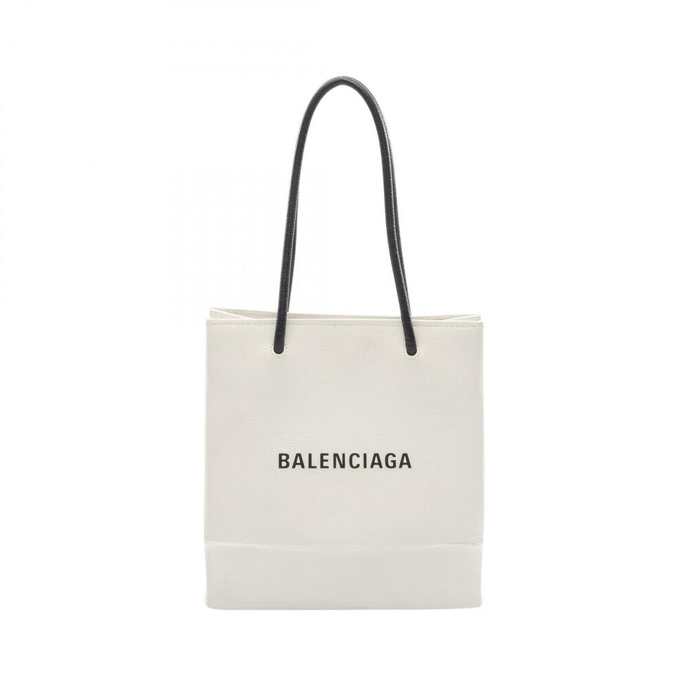 Balenciaga Shopping Tote XXS Handbag Canvas Leather White Black